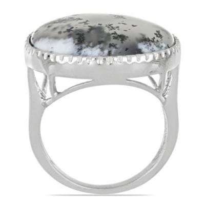 BUY REAL DENDRATIC AGATE GEMSTONE BIG STONE RING IN STERLING SILVER